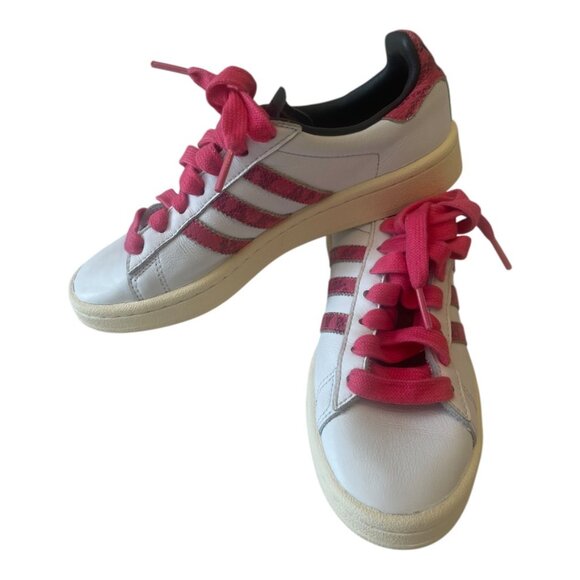 Adidas Campus Women's White pink red Leather shoes sneakers size US 5 Medium fit - Picture 2 of 14